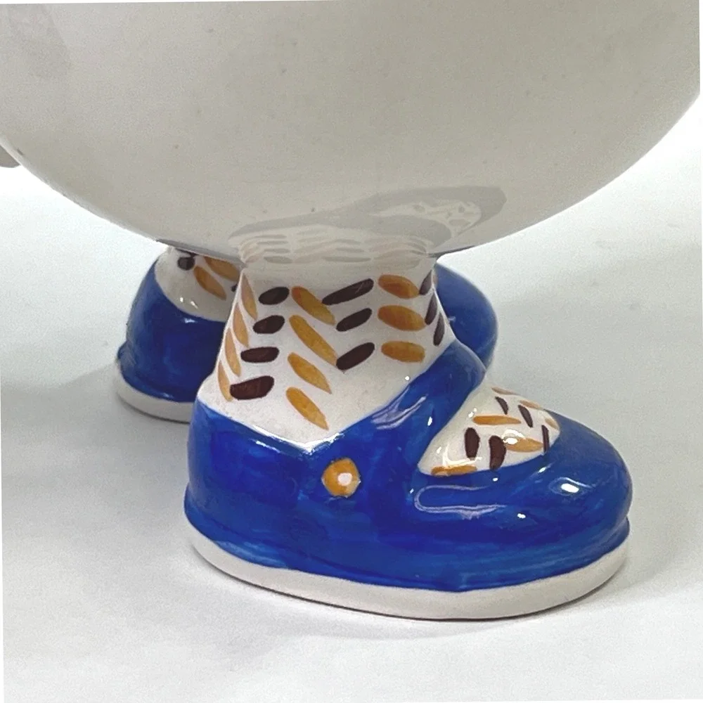 Carlton Ware Walking Ware Creamer Sugar Bowl England Blue Brown Shoes Vintage